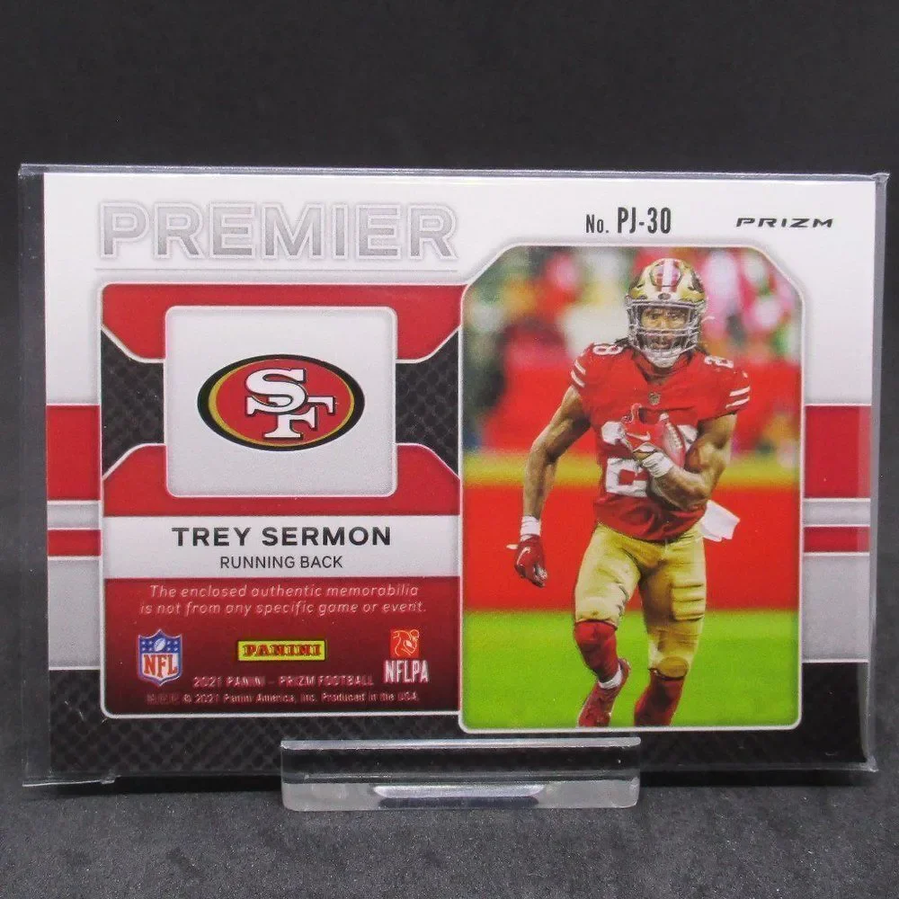 2021 Panini Prizm Premier Jersey Green Pulsar Trey Sermon #PJ-20 RC Rookie Relic